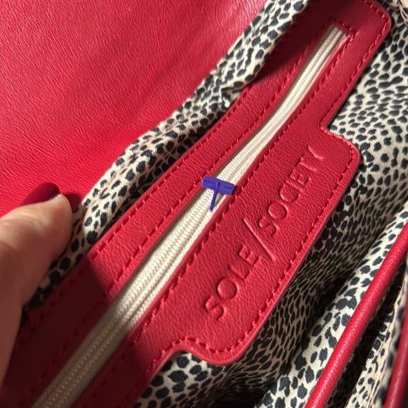 Sole Society Red and White Crossbody Bag with Nautical Stripes - Picture 3 of 8
